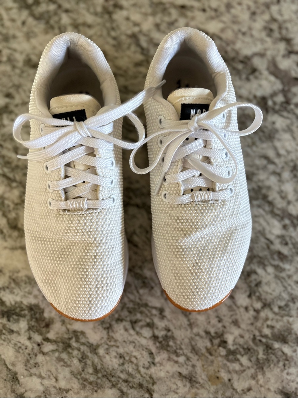 NOBULL White Knit Sneakers with Gum Sole